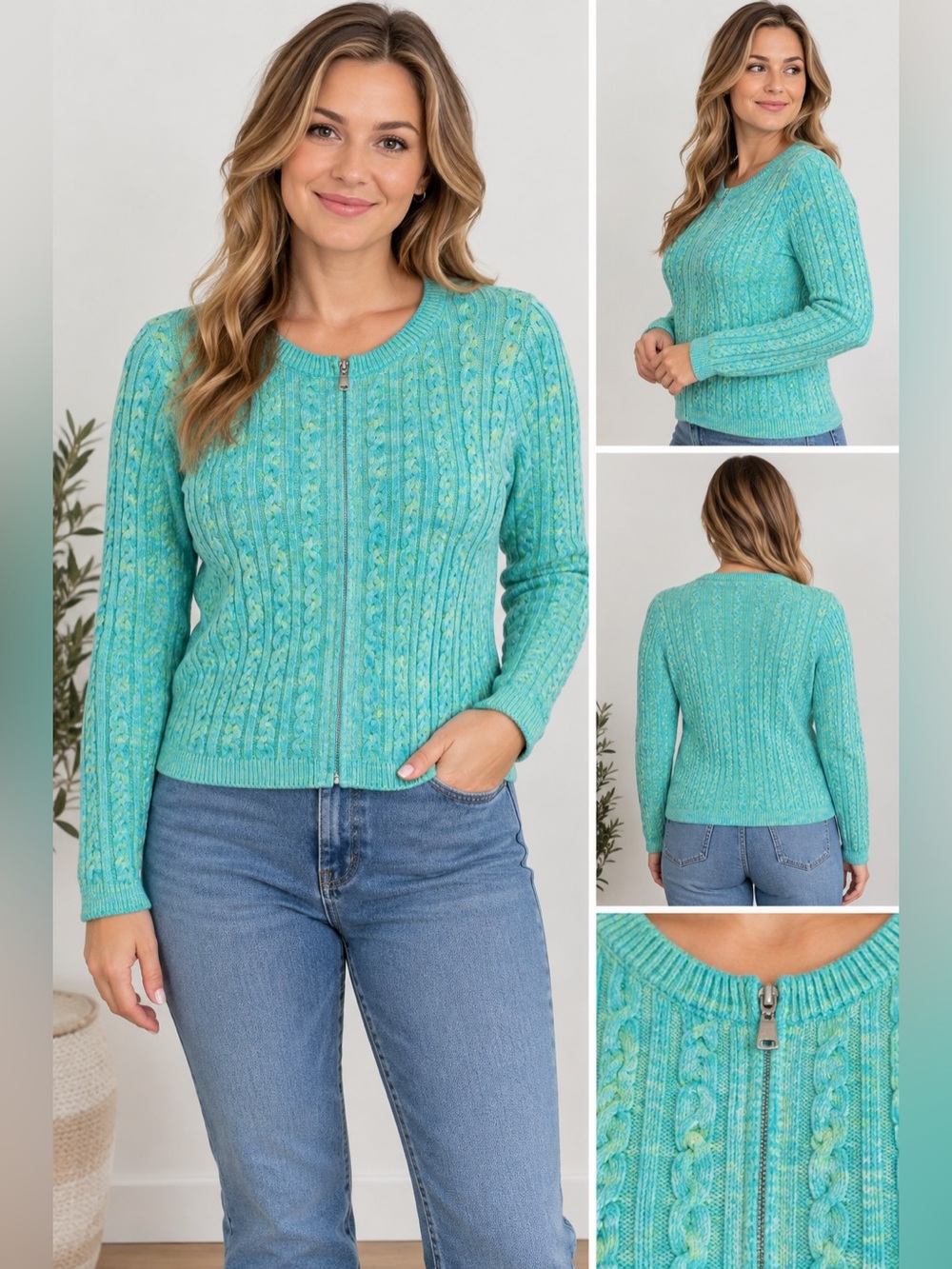 Women's Cotton Country by Parkhurst Zip up cardigan small